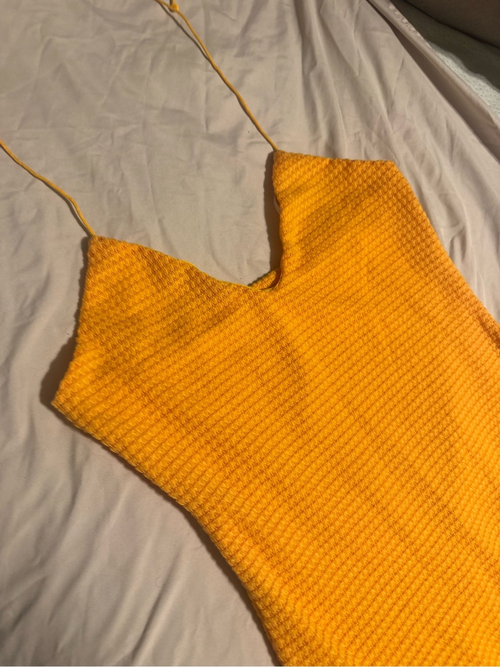 Textured Knit Spaghetti Strap Dress in Bright Yellow